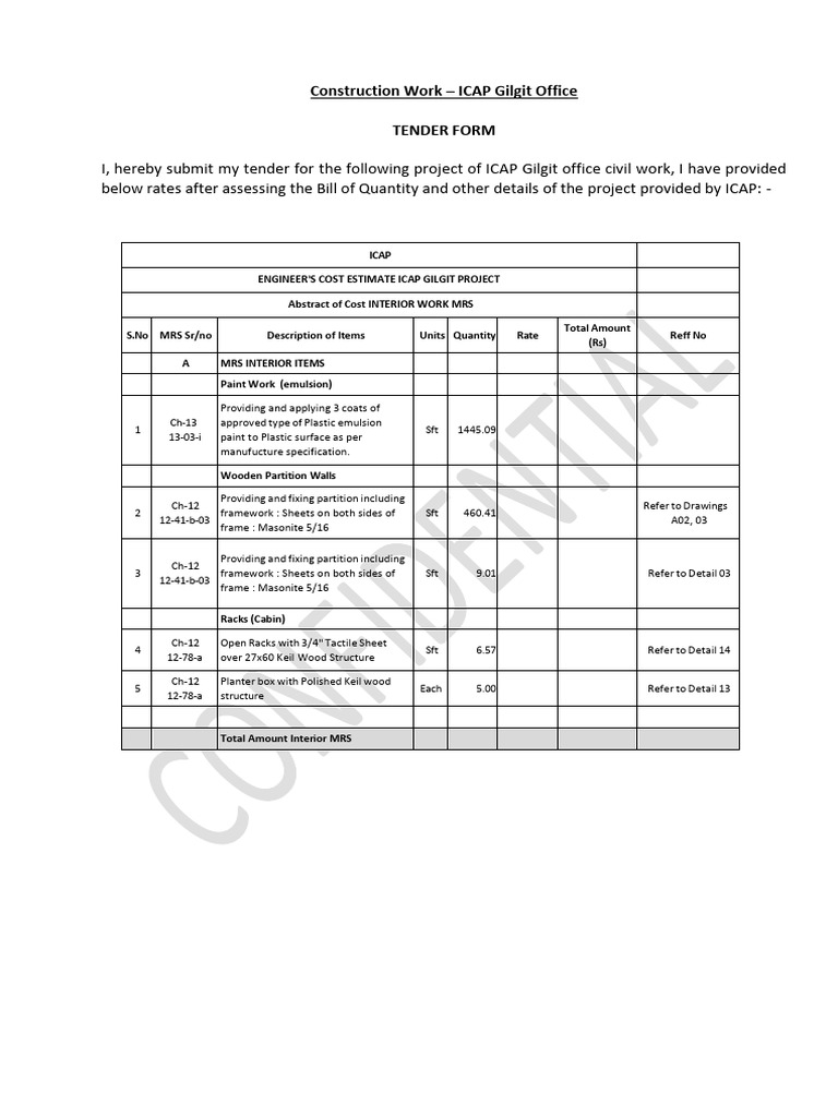 ICAP Gilgit Office Tender Submission | PDF | Electrical Wiring | Components