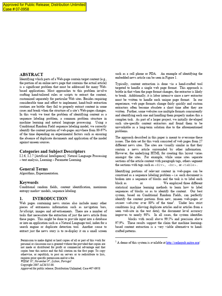 Web Page Content Identification Using ML | PDF | Statistical Theory ...
