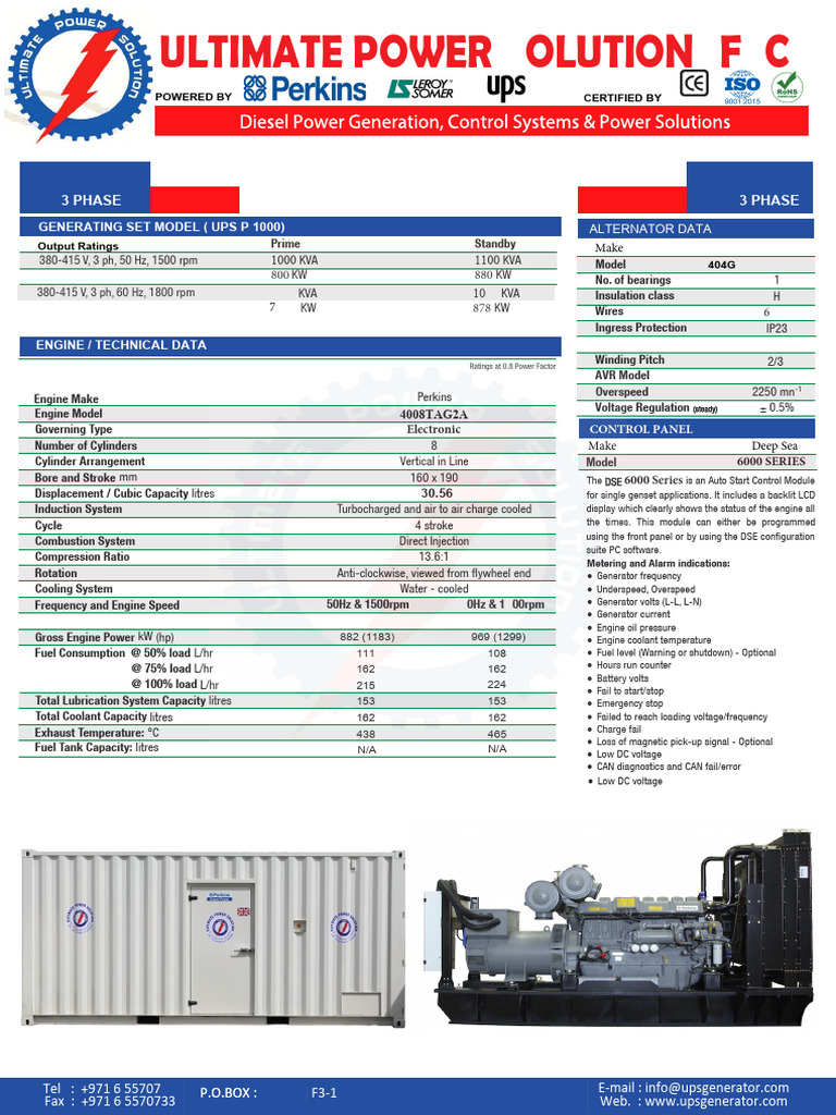 Perkins 4008TAG2A Data Sheet | PDF | Engines | Diesel Engine