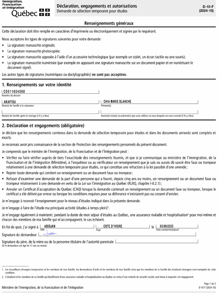FO Declaration Engagements Autorisations 1 | PDF