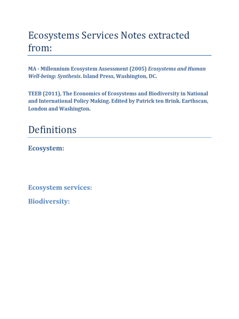 Ecosystem Services Overview and Benefits | PDF | Biodiversity | Ecosystem