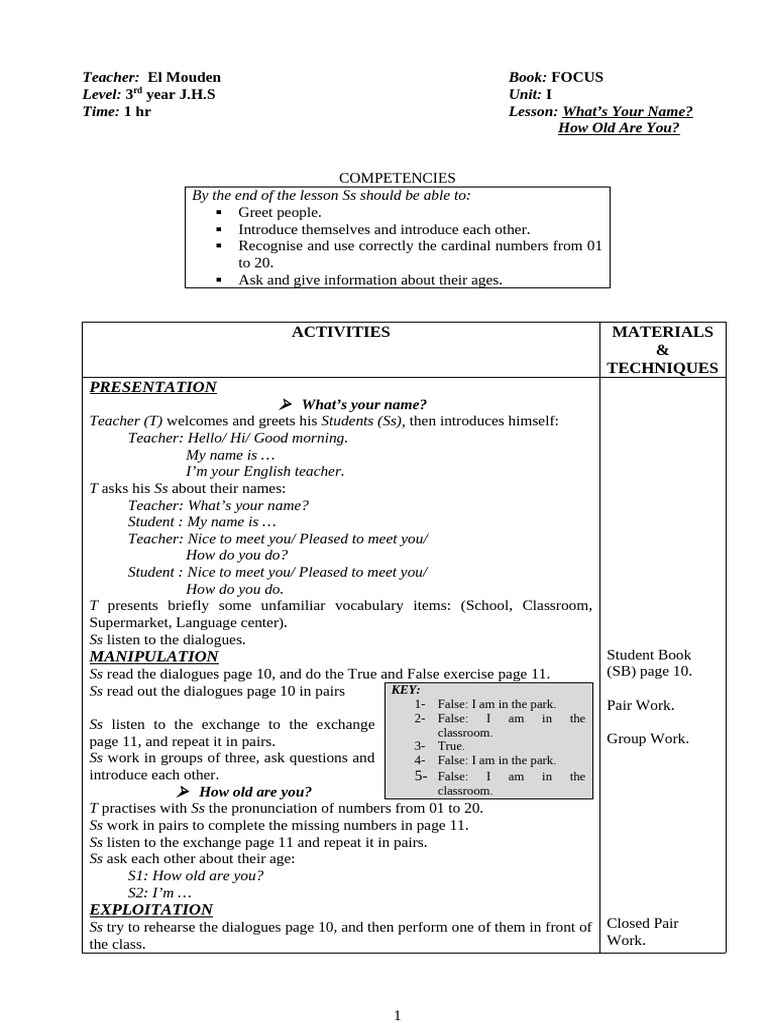 All 'Focus Book' Lesson Plans For 9th Grade | PDF | Grammatical Number ...