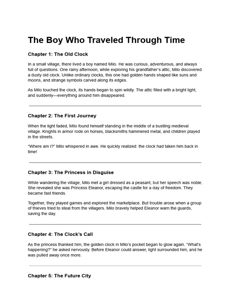The Boy Who Traveled Through Time | PDF