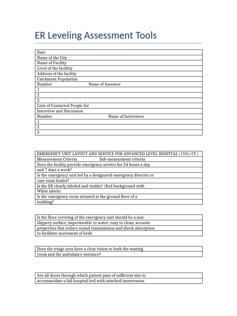 ER Leveling Assessment Tools Guide | PDF | Emergency Department | Ambulance