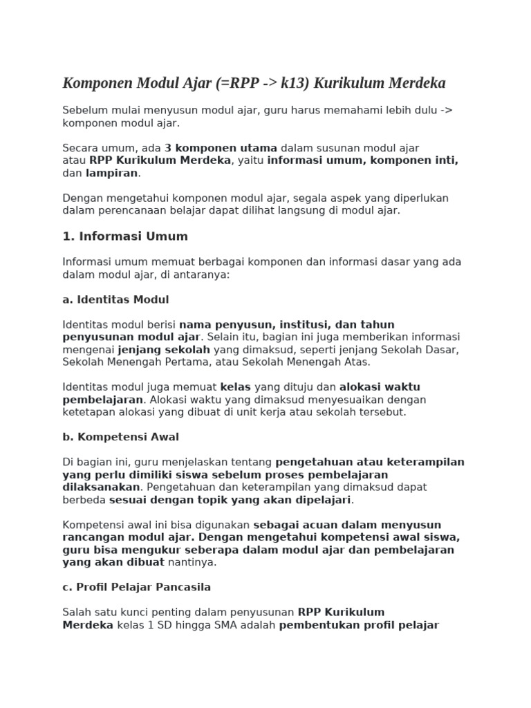 Contoh RPP Kurikulum Merdeka | PDF