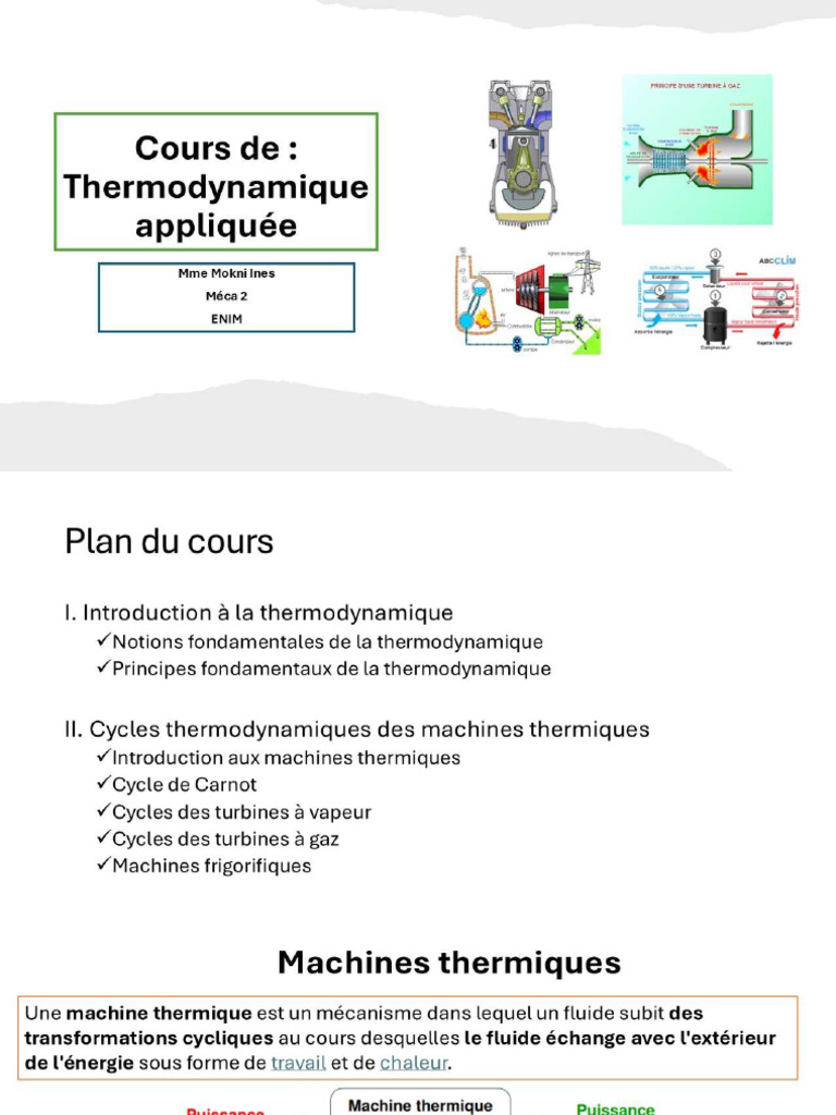 II Cours Thermo Part 1 Turbine À Vapeur | PDF