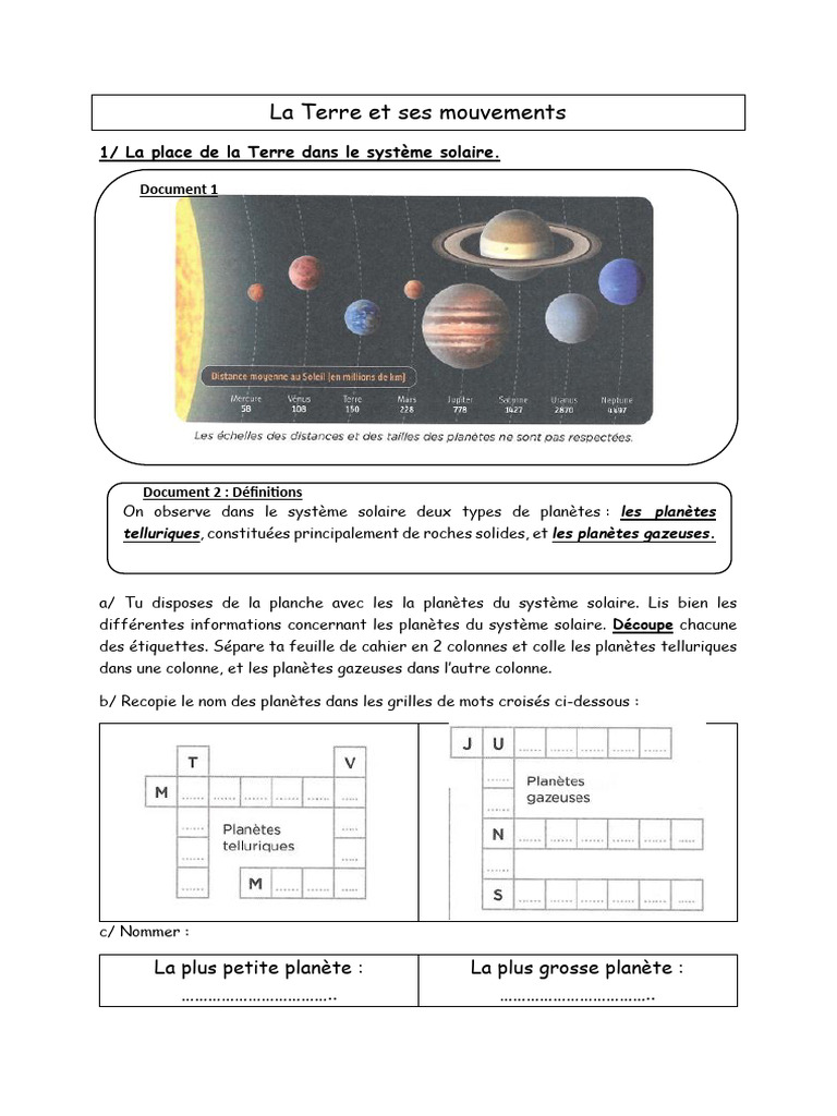 Mouvements de la Terre et système solaire | PDF | Planètes | Terre