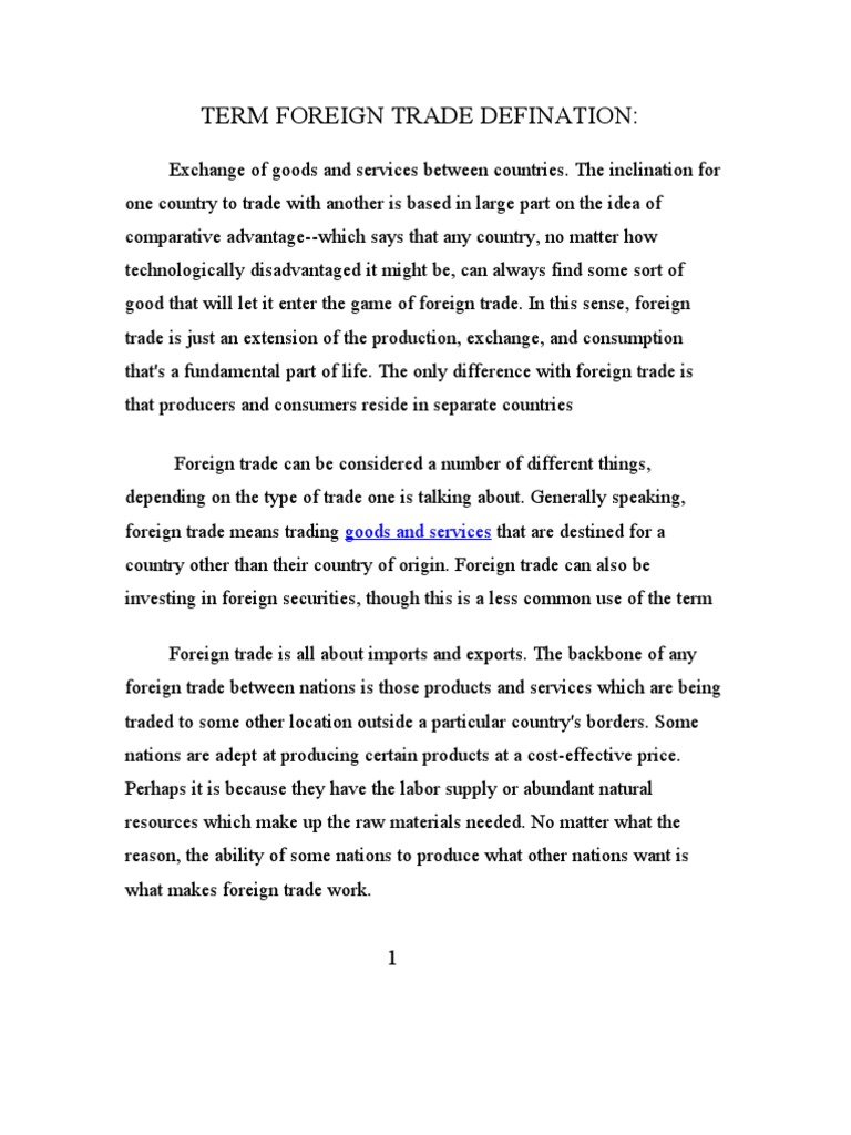 Term Foreign Trade Defination:: Goods and Services | PDF | Trade | Foreign  Direct Investment