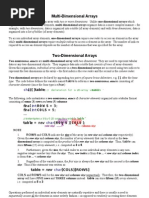 Multi Dimensional Arrays