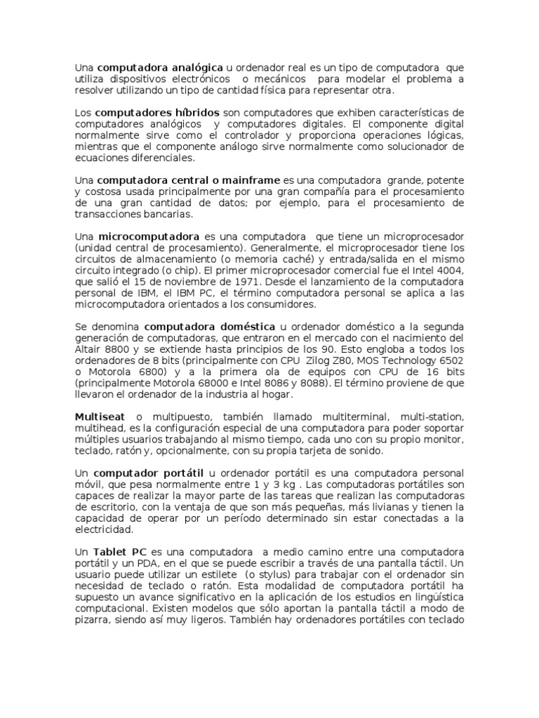 Tipos de Compus | PDF | Asistente personal digital | Computadoras ...