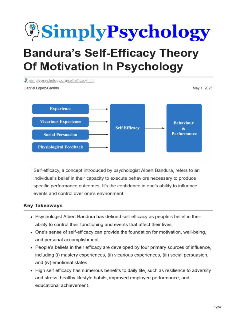 Understanding Bandura's Self-Efficacy Theory | PDF | Self Efficacy ...