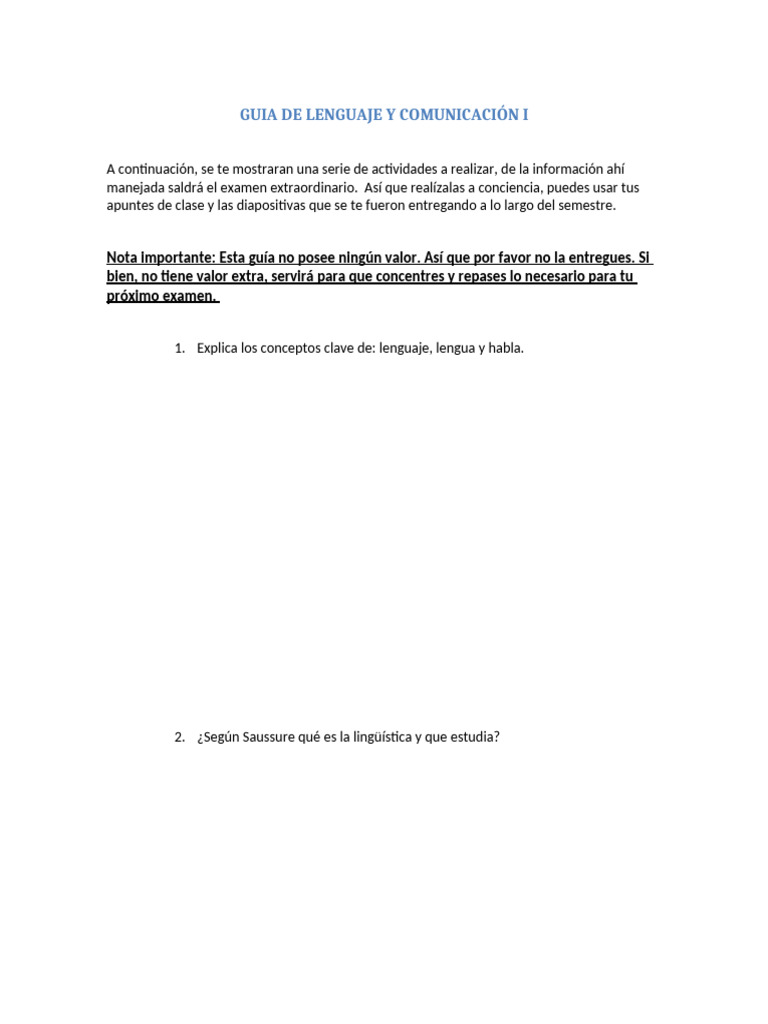 Guía de Lenguaje y Comunicación I | PDF