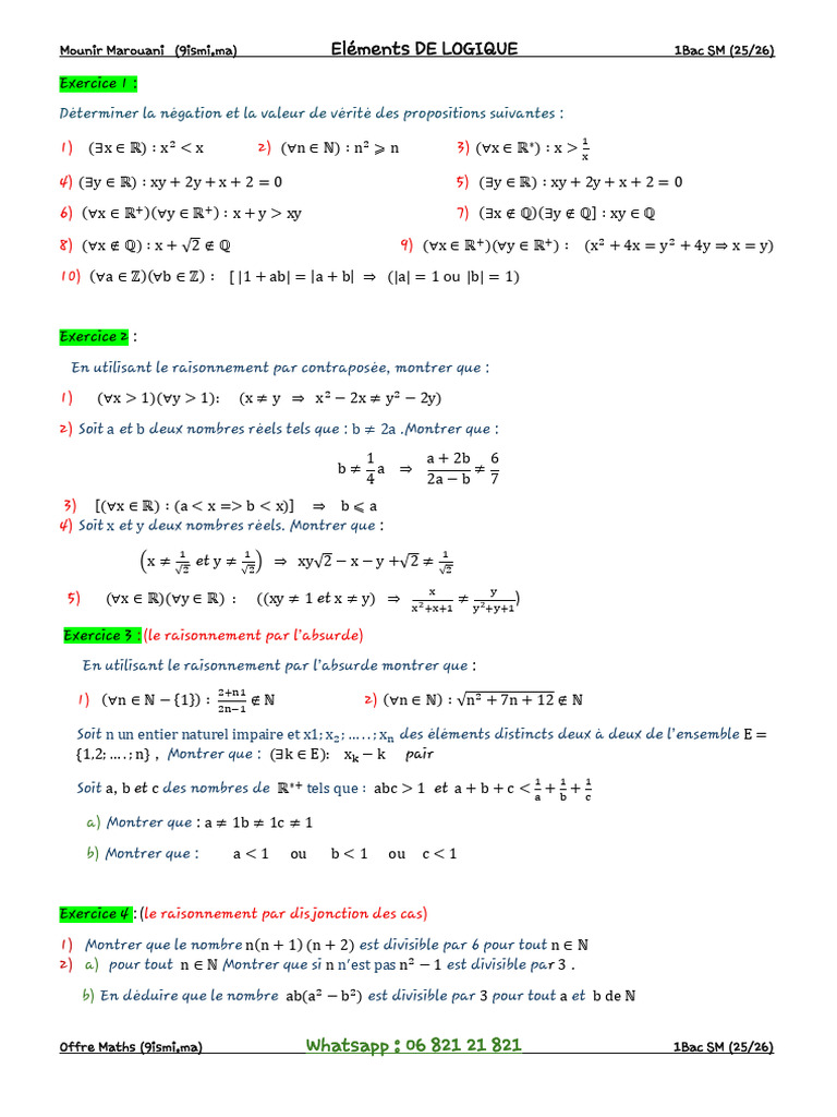 Logique Math matique 1Bac SM PDF Logique Math matique Logique