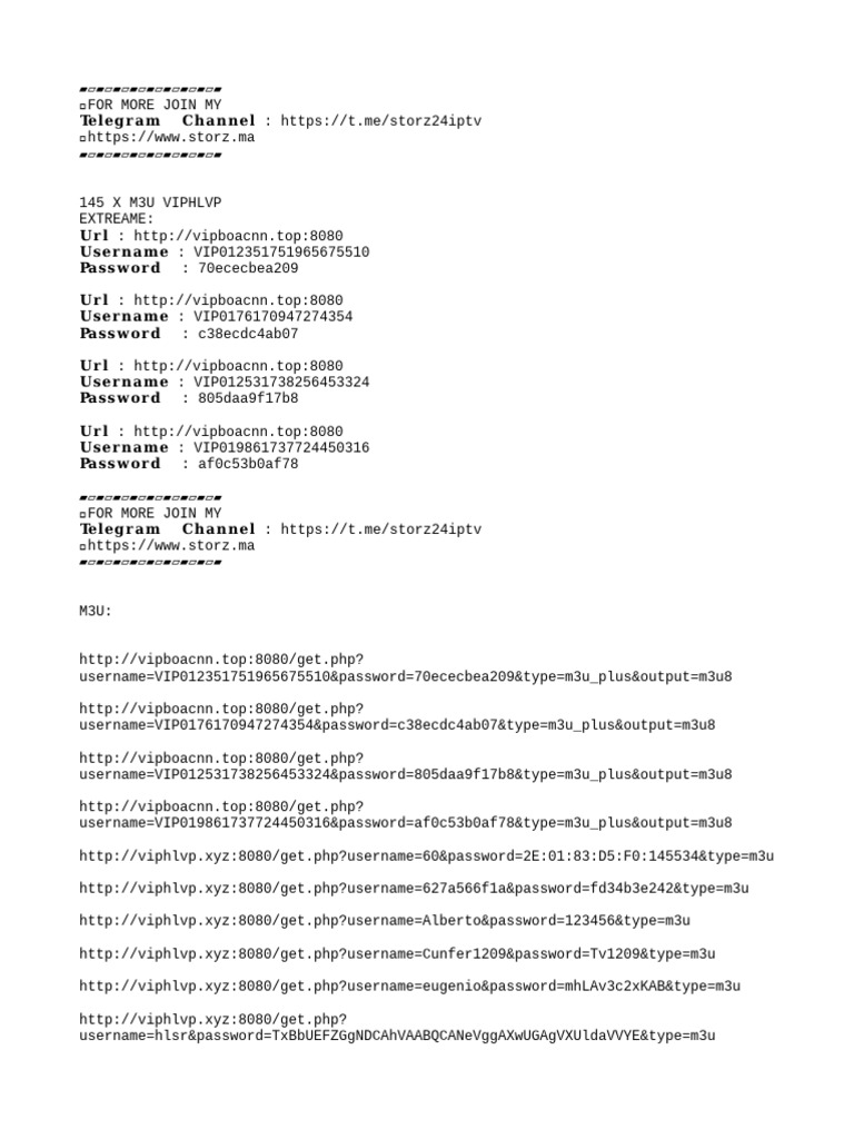 VIP IPTV Access and Credentials | PDF