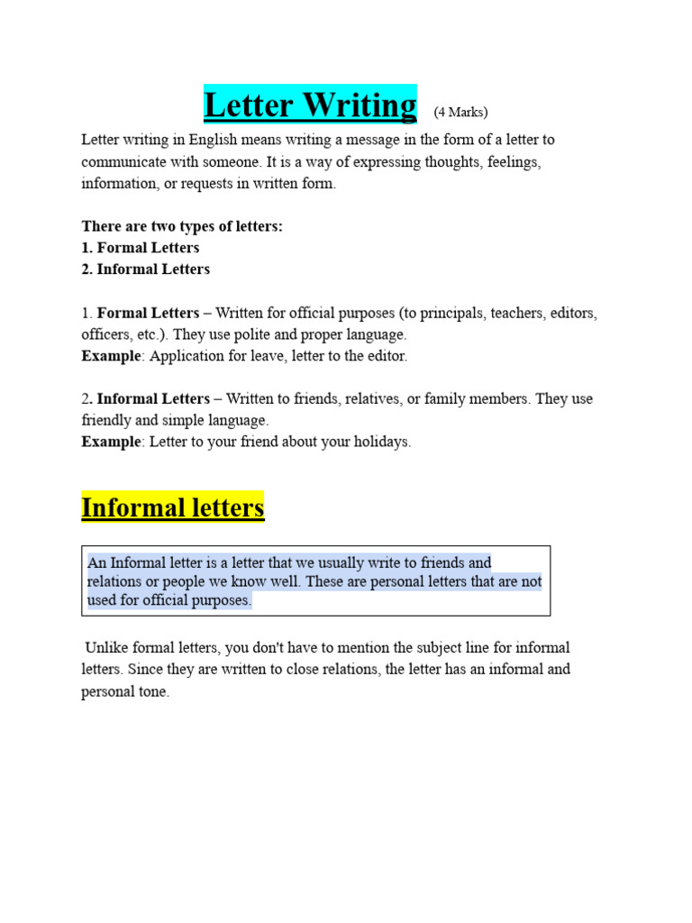 Letter Writing Guide: Formal & Informal | PDF | Hospital | Madam
