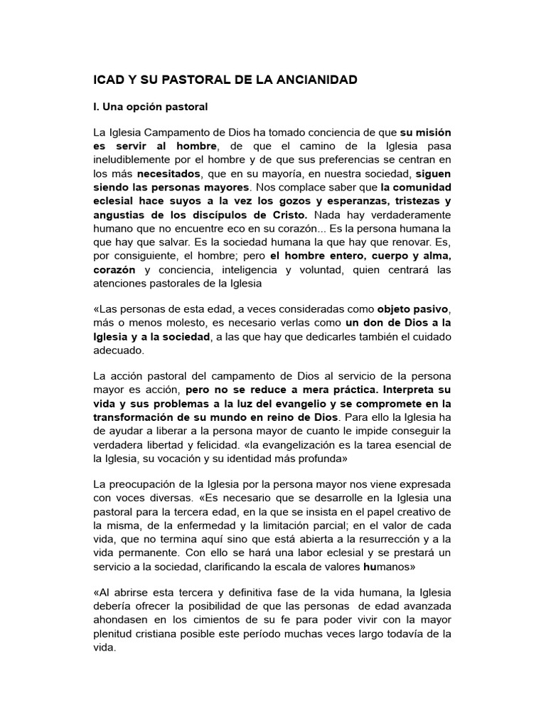 Pastoral de la Ancianidad en la Iglesia | PDF | Fe | Cristo (título)