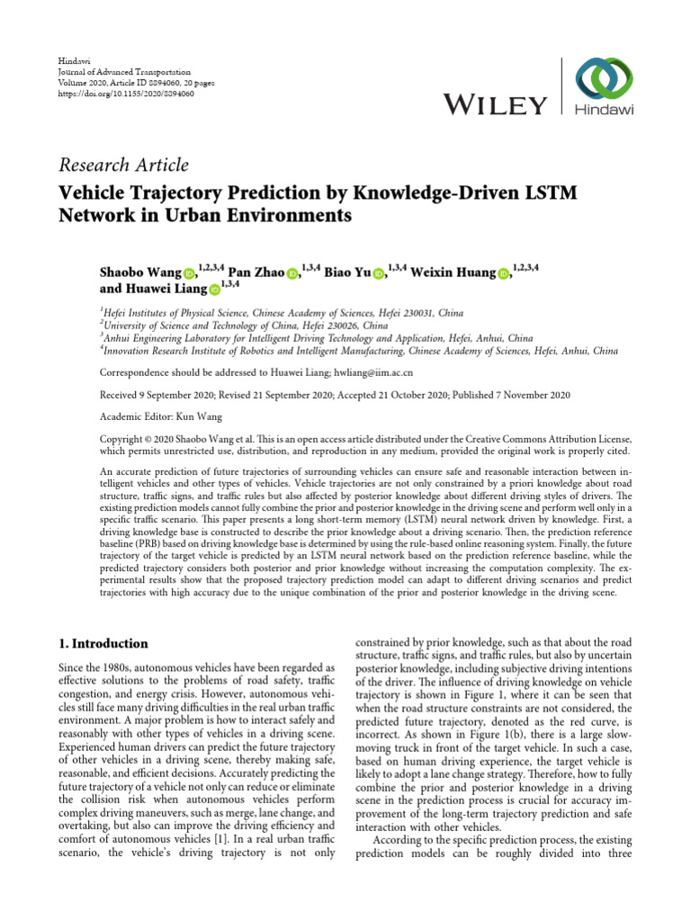 Knowledge-Driven LSTM for Vehicle Trajectories | PDF | Support Vector ...