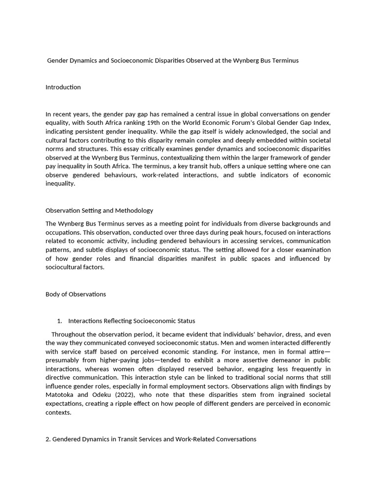 Gender Dynamics Disparities | PDF | Gender | Gender Studies