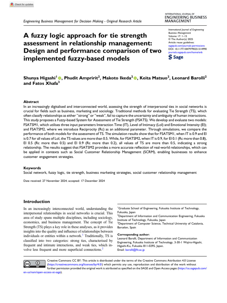 A Fuzzy Logic Approach For Tie Strength | PDF | Fuzzy Logic | Social ...