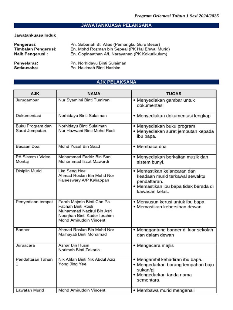 Ajk Program Orientasi | PDF