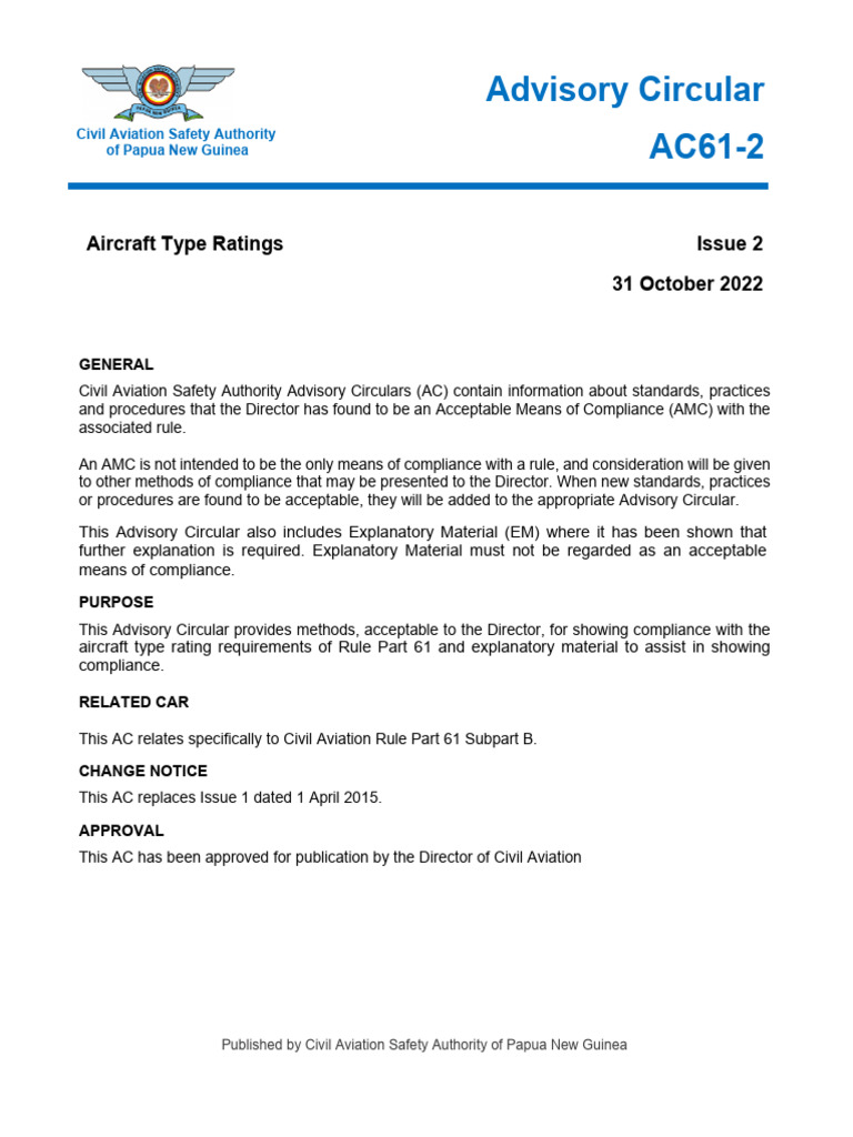 AC61-2: Aircraft Type Ratings Guide | PDF | Flight Instructor | Turbine