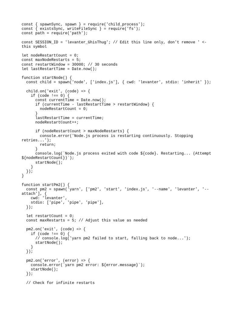Node.js Process Management Script | PDF | Computer Programming ...