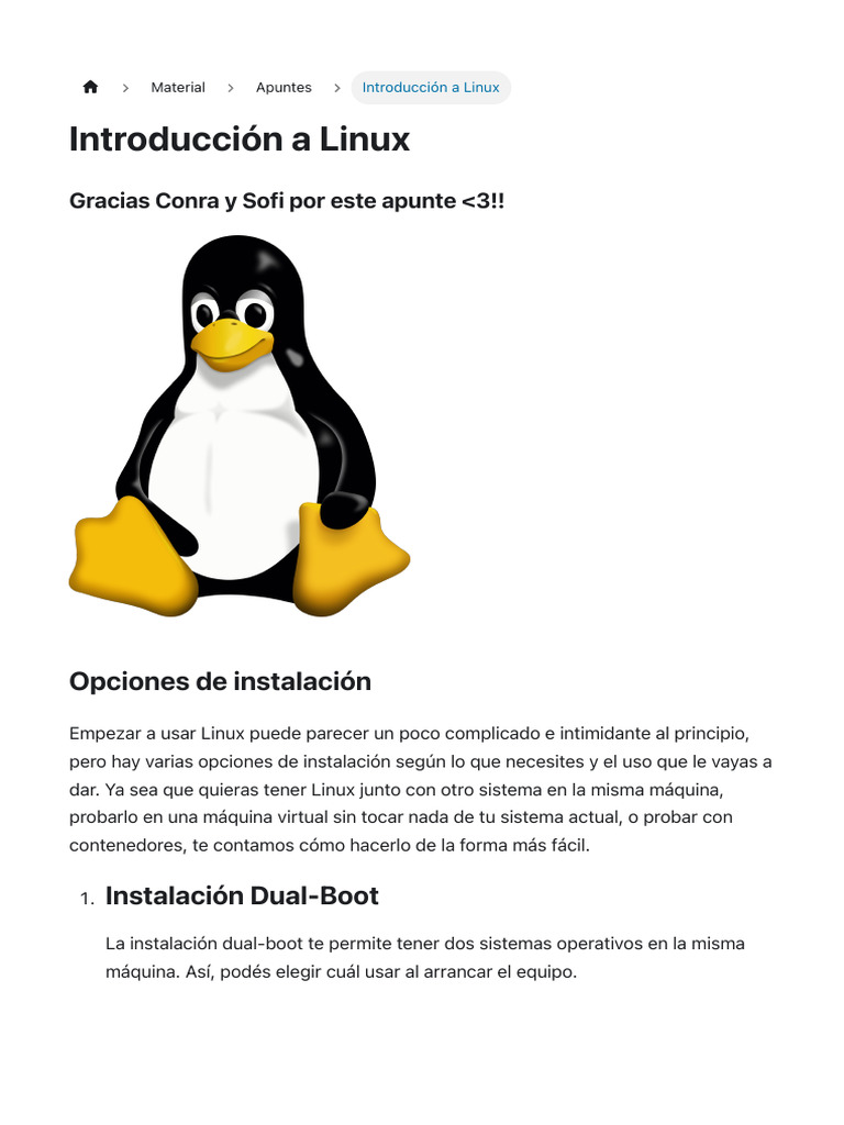 Guía de Instalación de Linux: Opciones y Pasos | PDF