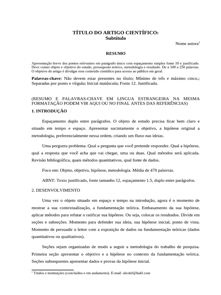 Estrutura de Artigo Científico ABNT | PDF | Metodologia | Publicações ...