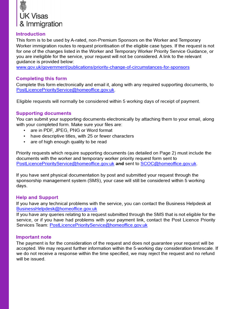 Worker Temp Worker Priority Request Form 06 25 | PDF | Passport ...