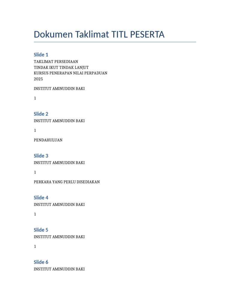 Dokumen TITL PESERTA | PDF