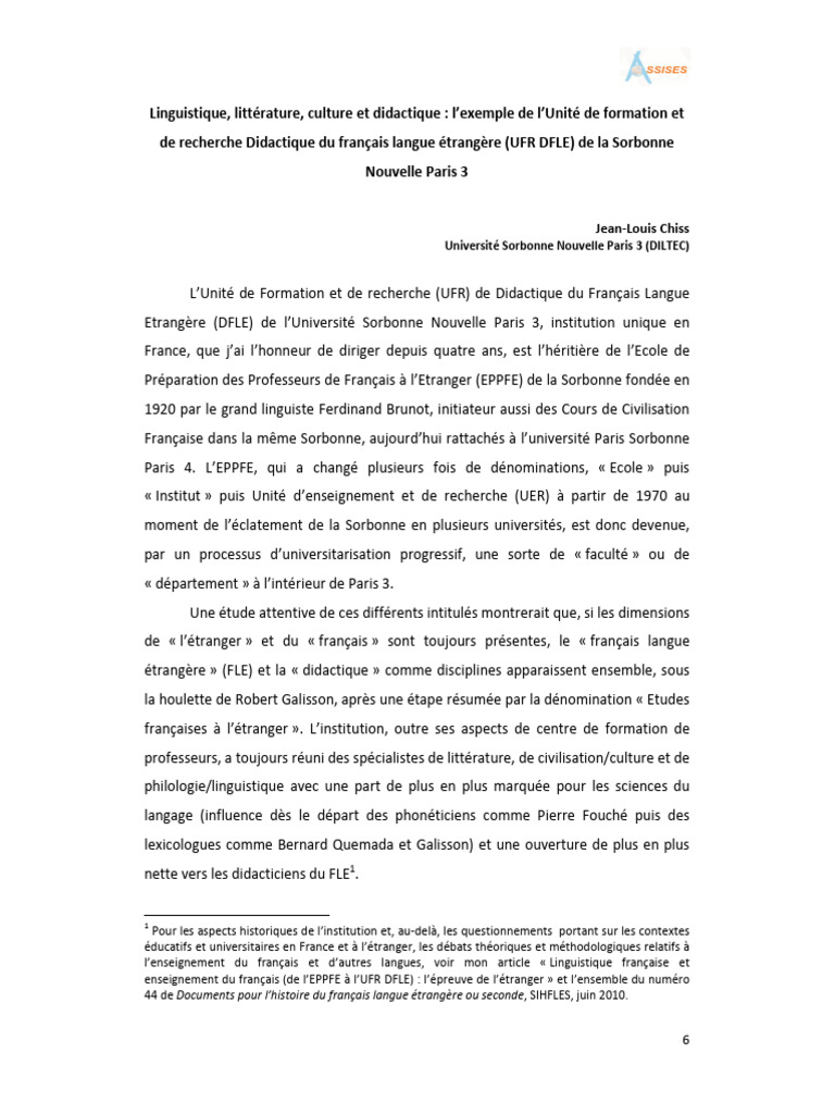 Didactique du FLE à la Sorbonne Nouvelle | PDF | Apprentissage | Études ...