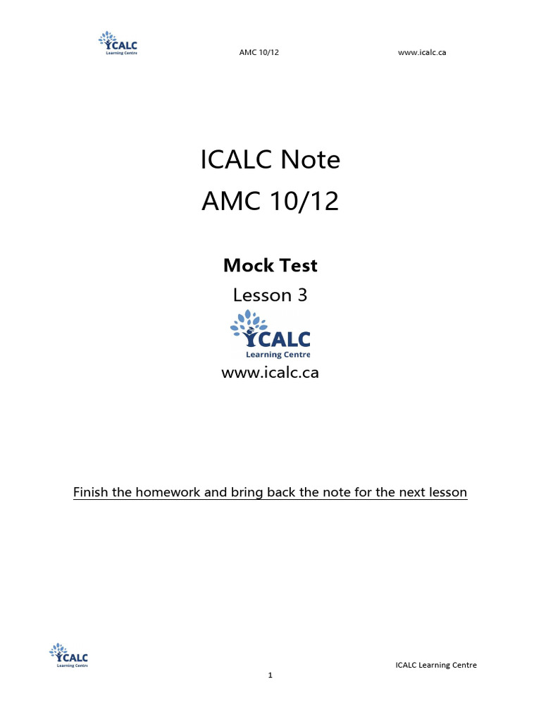 AMC 10 Mock Test Overview | PDF | Triangle | Triangle Geometry