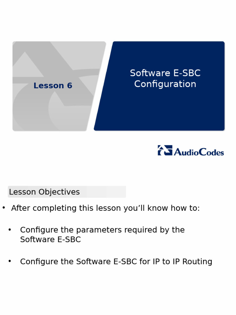 Software E-SBC Configuration Guide | PDF | Session Initiation Protocol ...