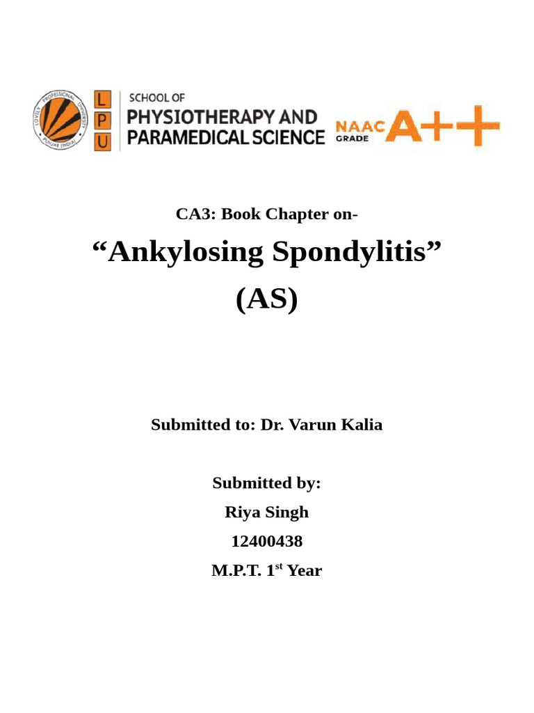 Ankylosing Spondylitis Book Chapter | PDF | Immune System | Diseases ...