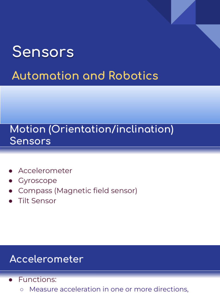 Overview of Motion Sensors in Robotics | PDF | Accelerometer | Gyroscope
