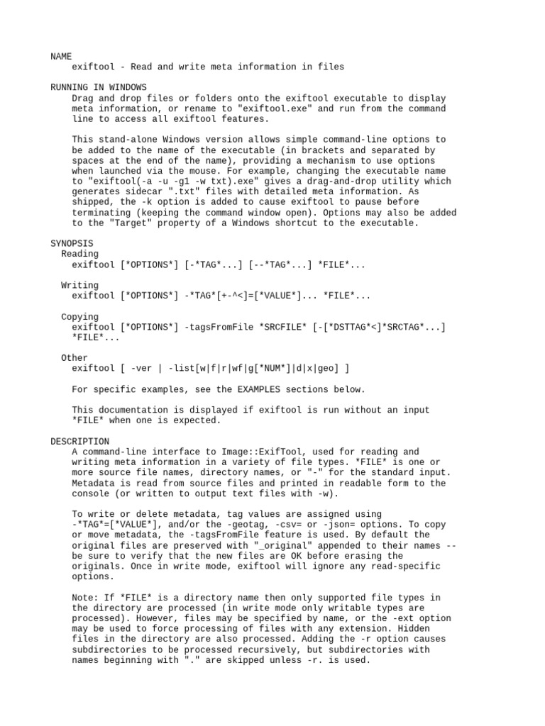 Windows Exiftool | PDF | Comma Separated Values | Software