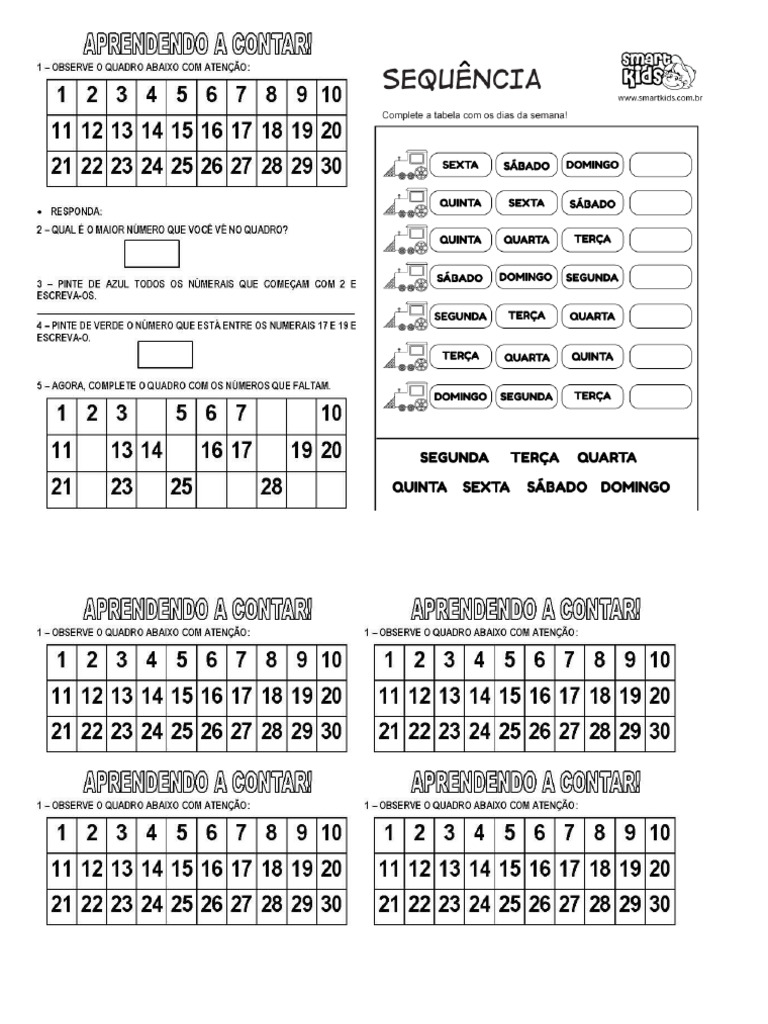 Nomes dos Números de 1 a 30 | PDF