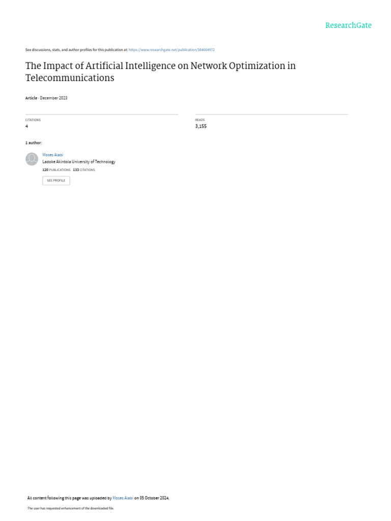 AI-Driven Network Optimization in Telecom | PDF | Artificial ...