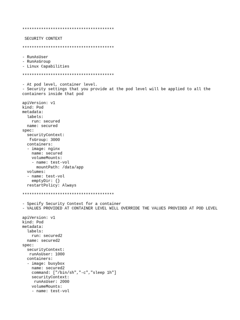 Kubernetes Pod Security Context Guide | PDF