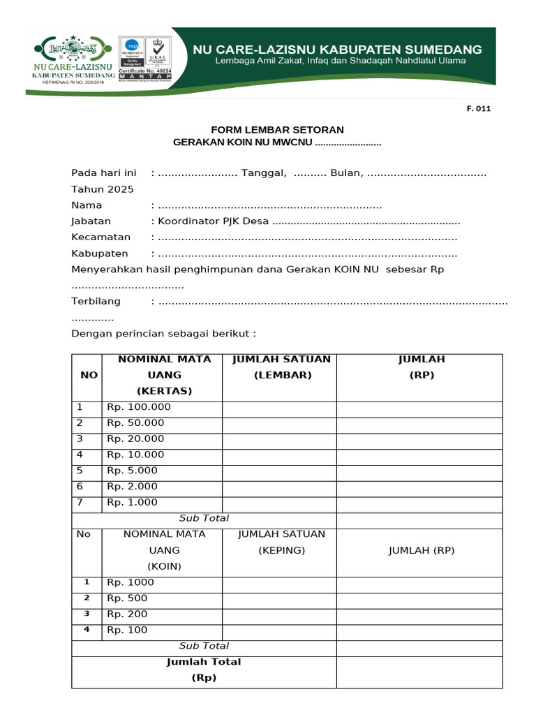 LEMBAR SETORAN | PDF