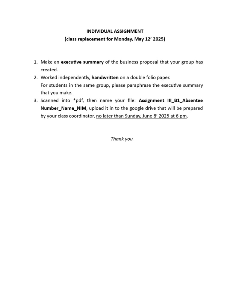 INDIVIDUAL ASSIGNMENT For Class Replacement On 12 May 2025 | PDF