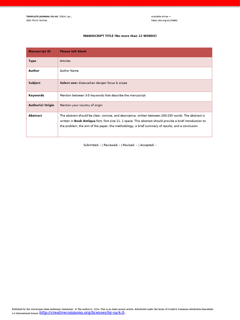 Journal Submission Guidelines Template | PDF | Methodology | Abstract ...