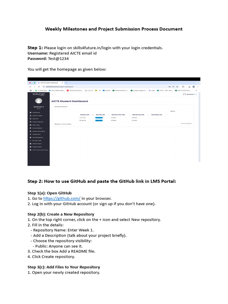 Weekly Milestones and Project Submission Process Document | PDF ...