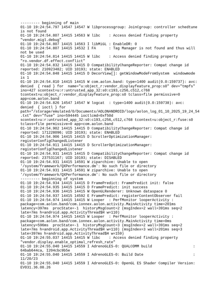Android Logcat Error Analysis | PDF | Software | System Software