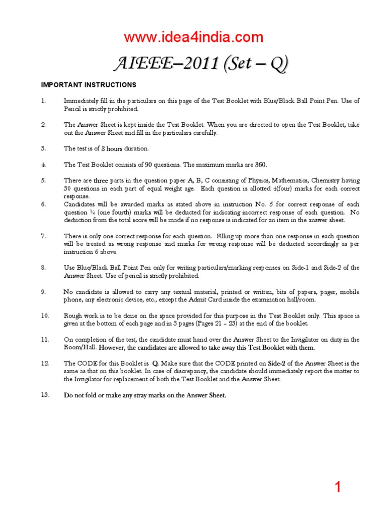 Aieee 2011 | PDF | Lens (Optics) | Chemical Bond