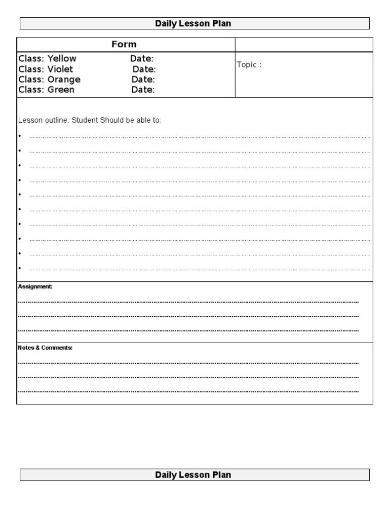 Daily Lesson Plan Template | PDF | Career & Growth