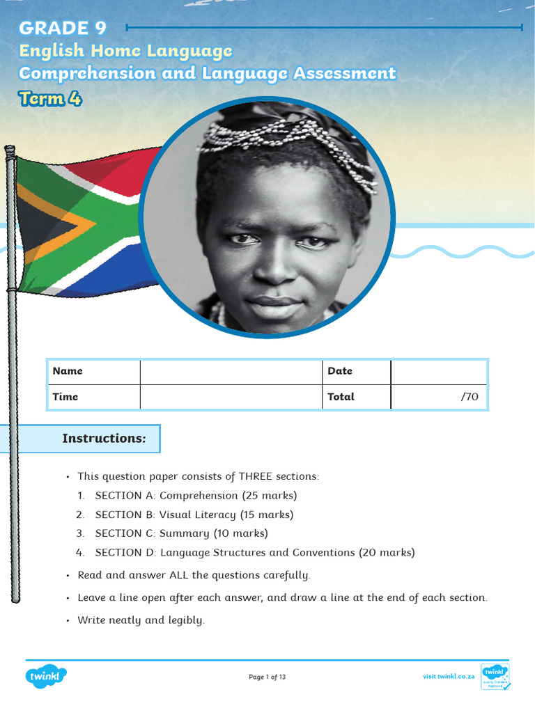 Grade 9 English Home Language Assessment | PDF | English Language