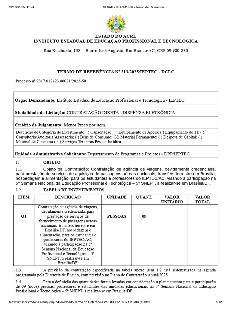 SEI AC+ +0017411836+ +Termo+de+Referencia | PDF | Business | Economias