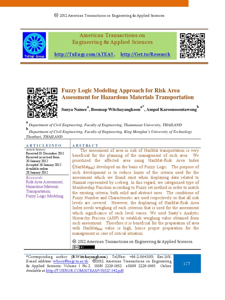 Risk Assessment for HazMat Transport | PDF | Dangerous Goods | Fuzzy Logic