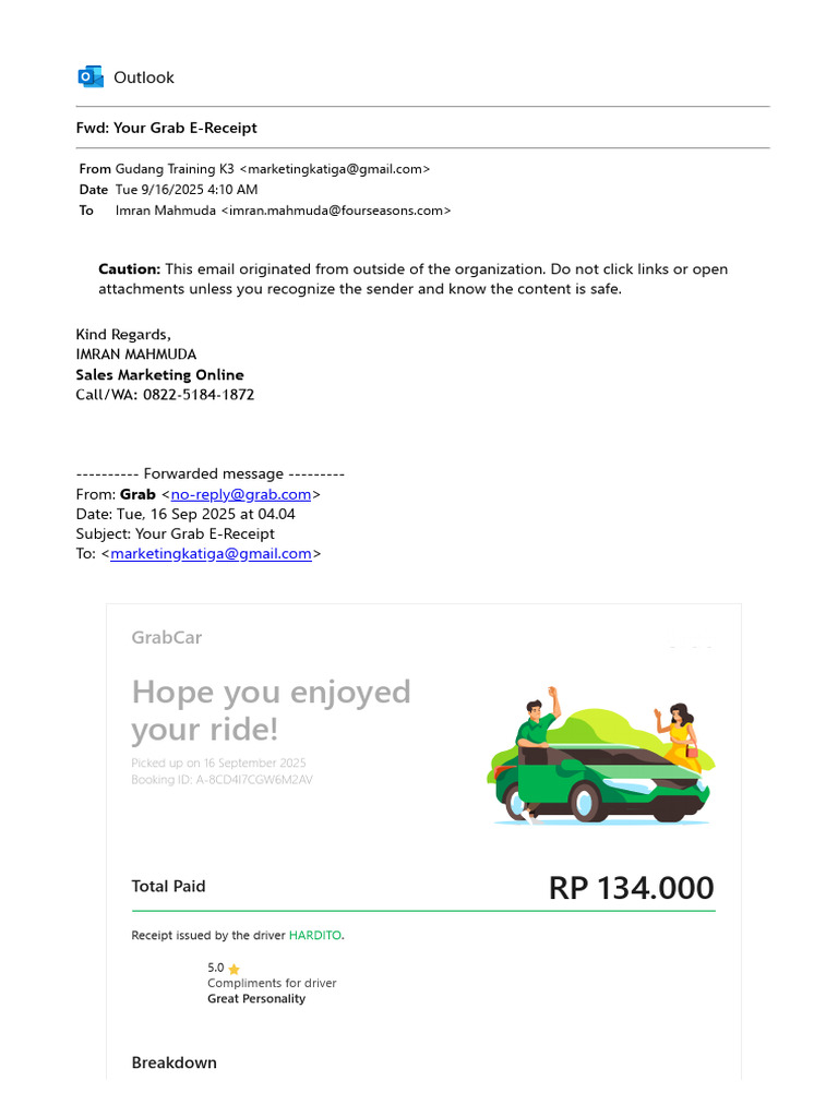 Grab E-Receipt for Ride on 16 Sep 2025 | PDF